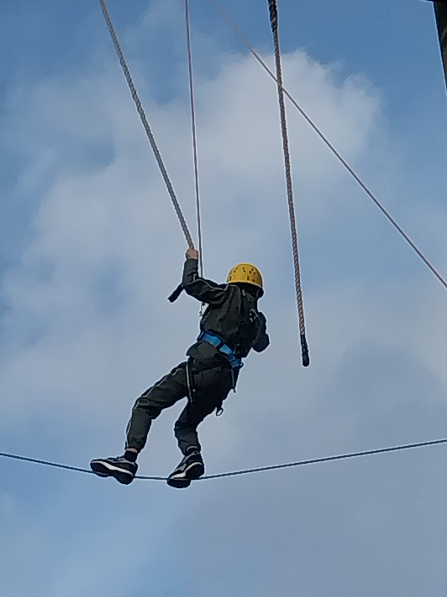 Boy on high wire course
