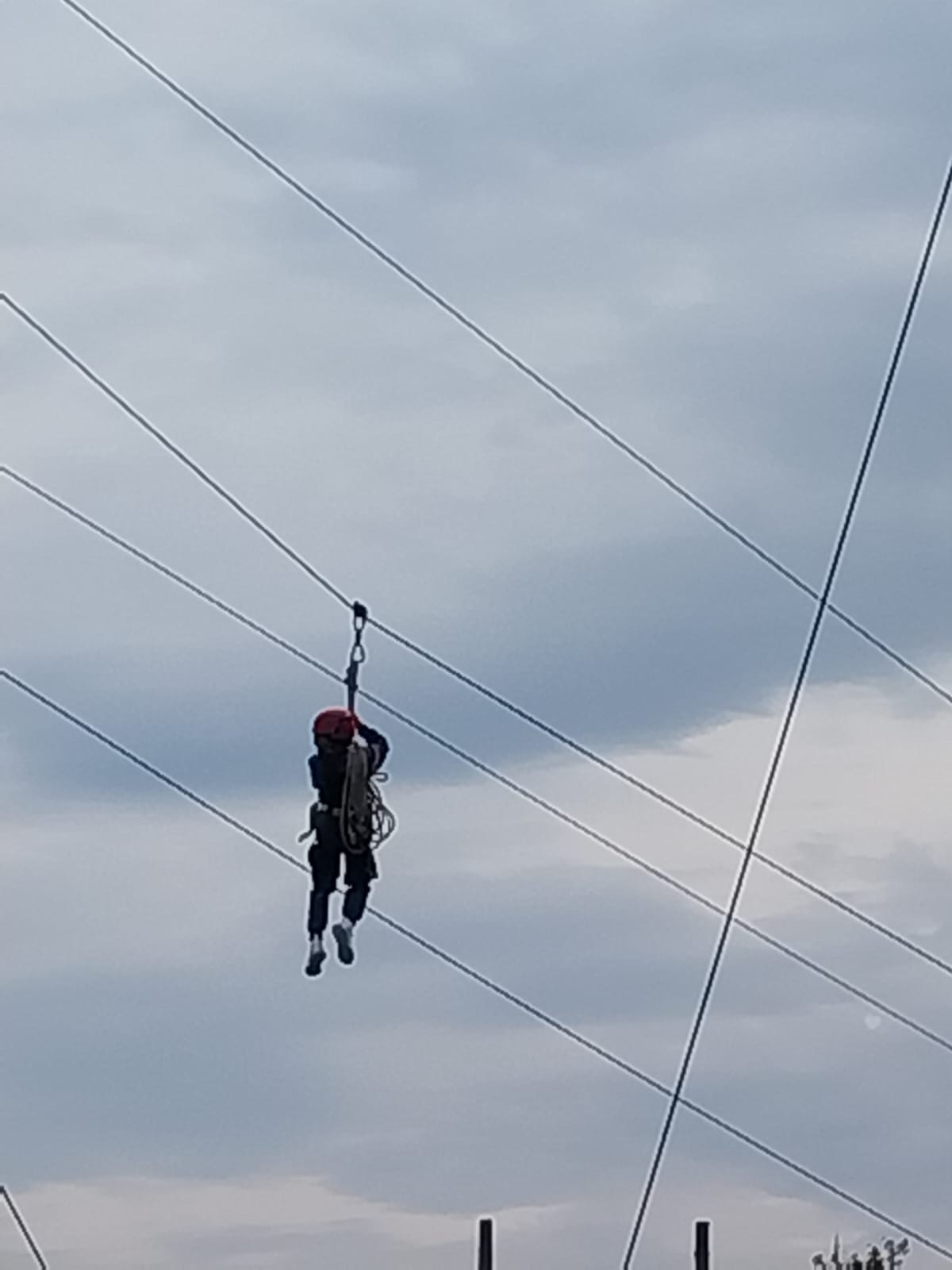 Child going down the zip wire