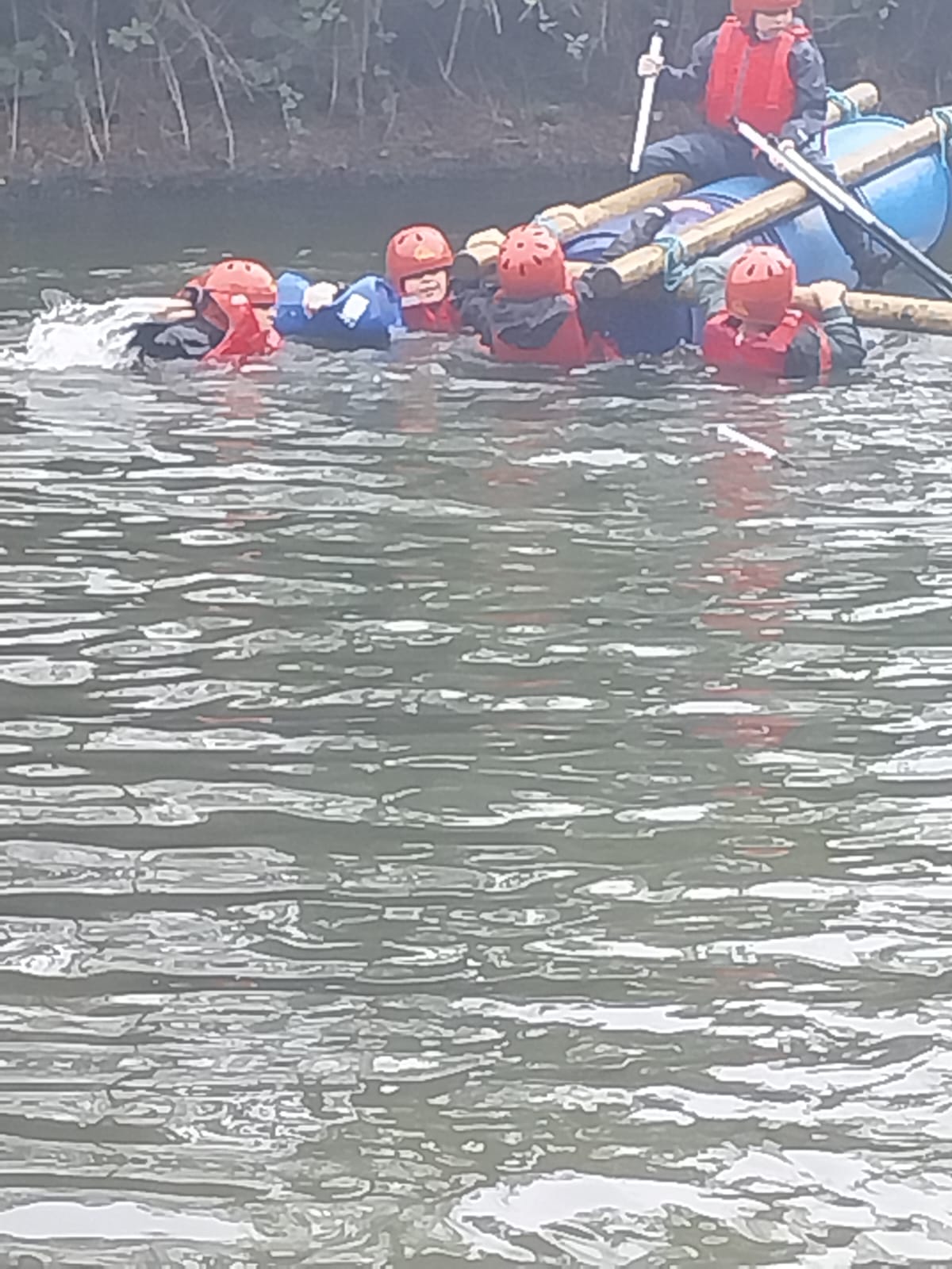 Some children falling in the water