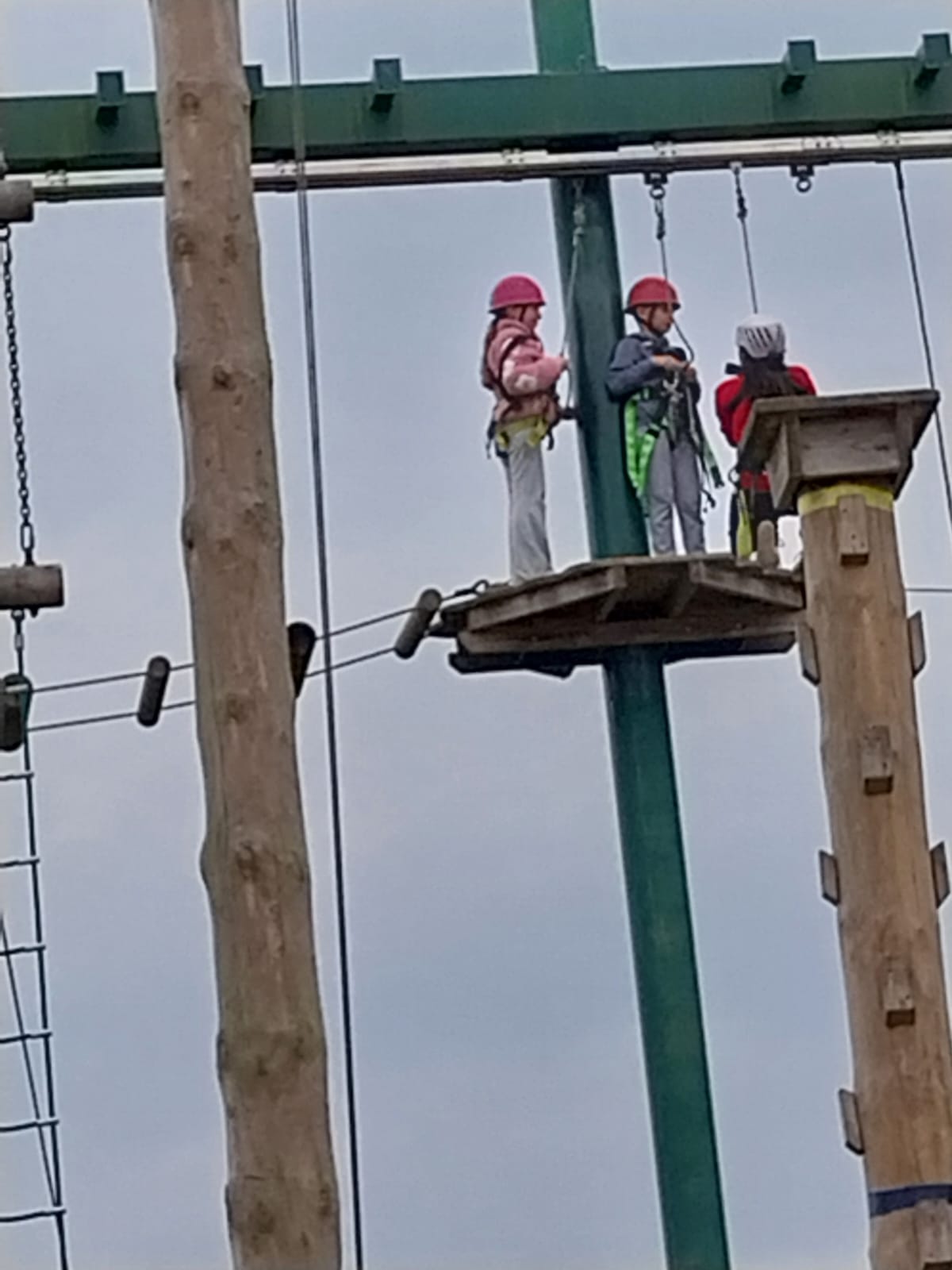 small group of children on high wire course