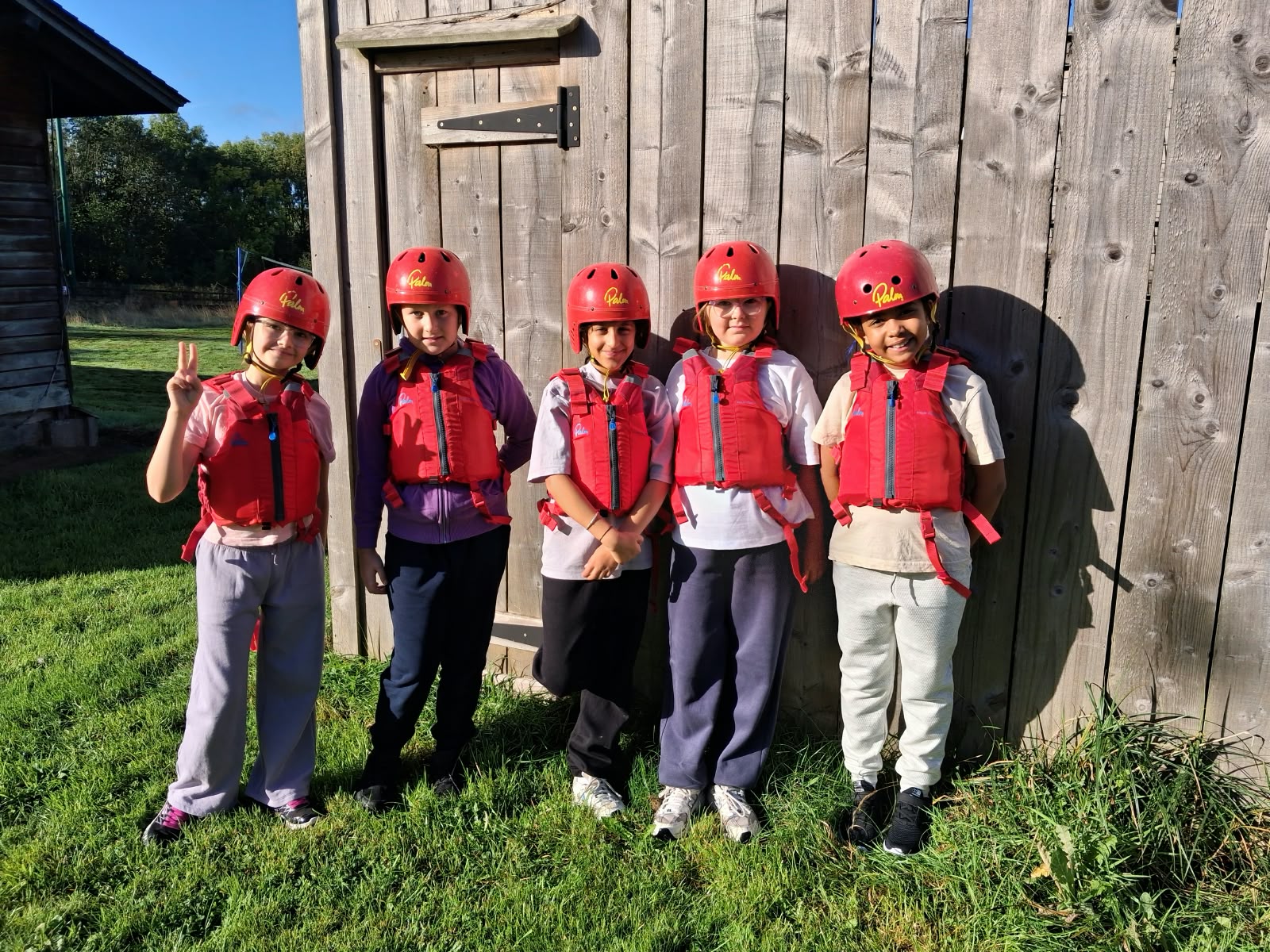 Year 5 & 6 children building and testing rafts