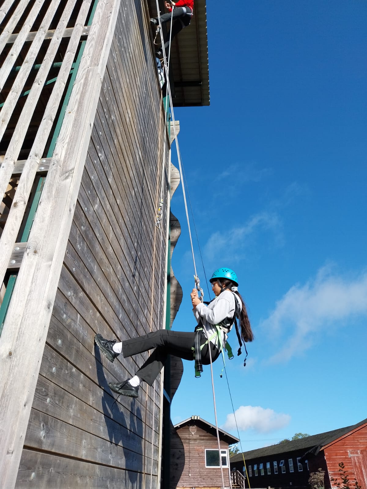Group 2 children doing abseiling and zip wire