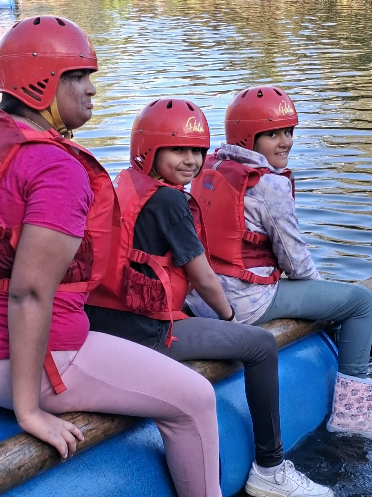 Year 5 & 6 children building and testing rafts