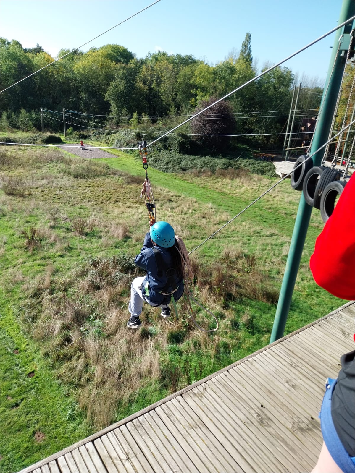 Group 2 children doing abseiling and zip wire