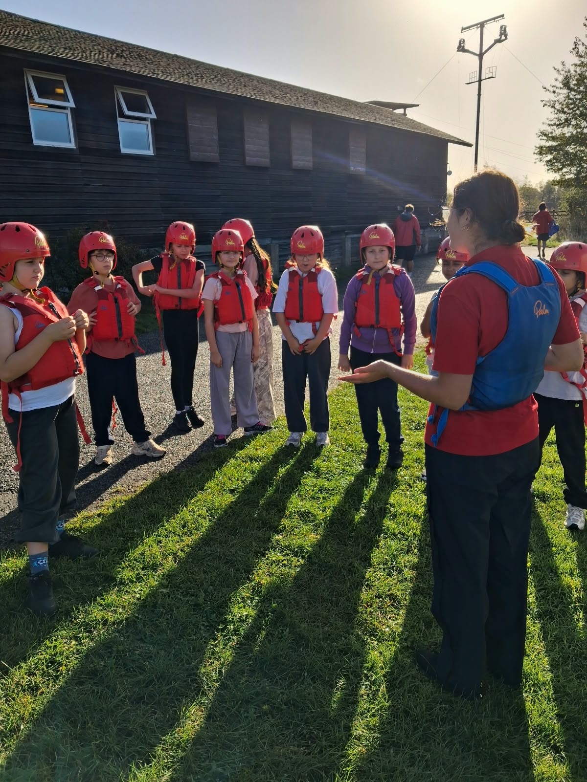 Year 5 & 6 children building and testing rafts