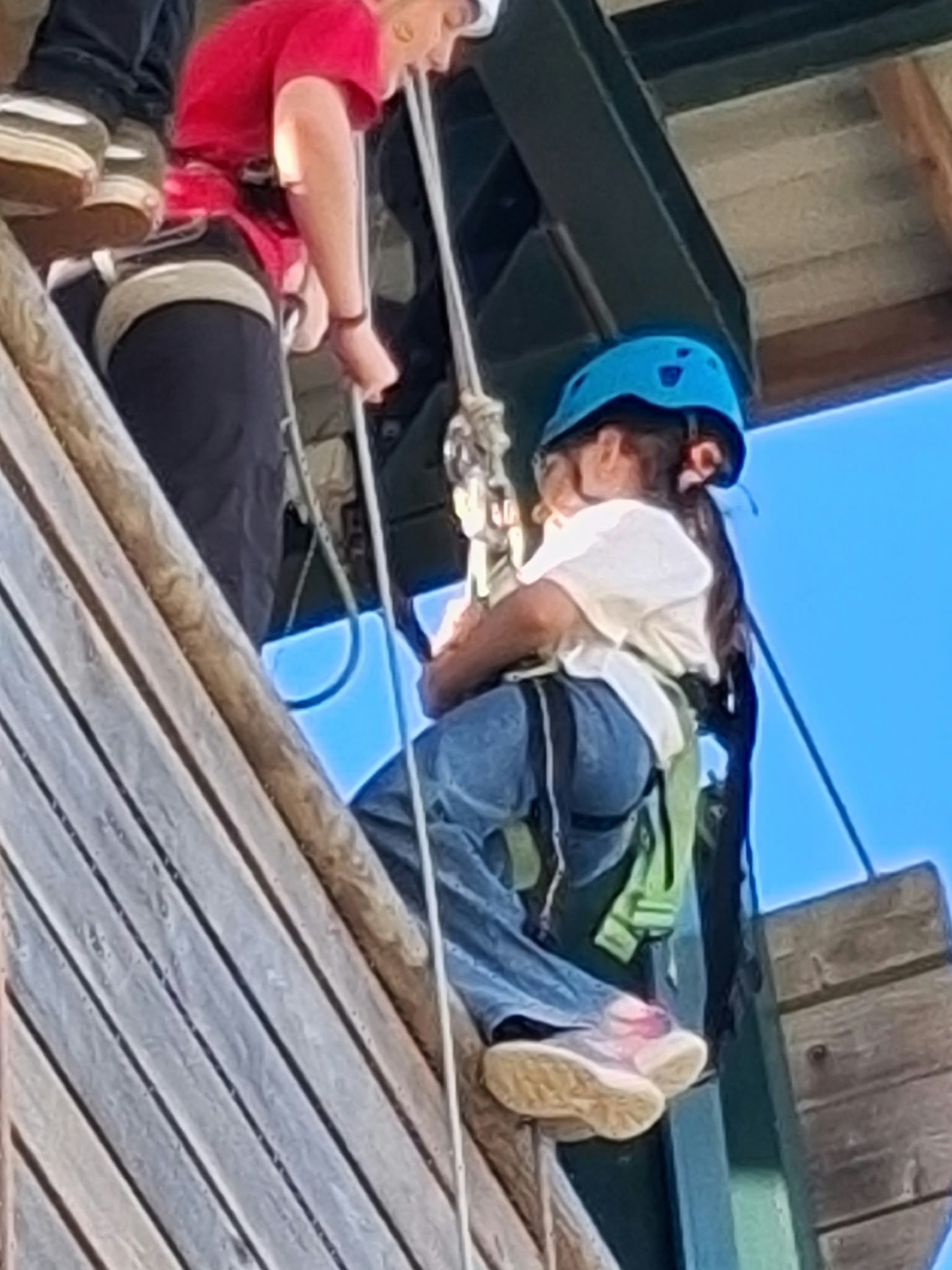 Group 1 children doing abseil and zipwire
