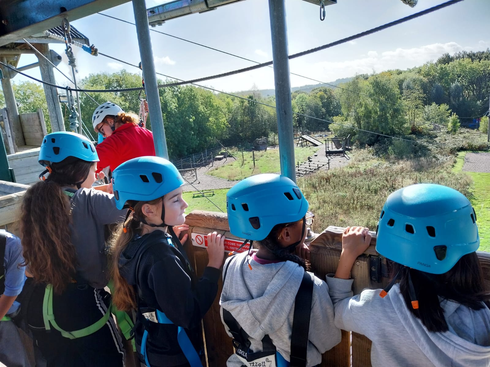 Group 2 children doing abseiling and zip wire