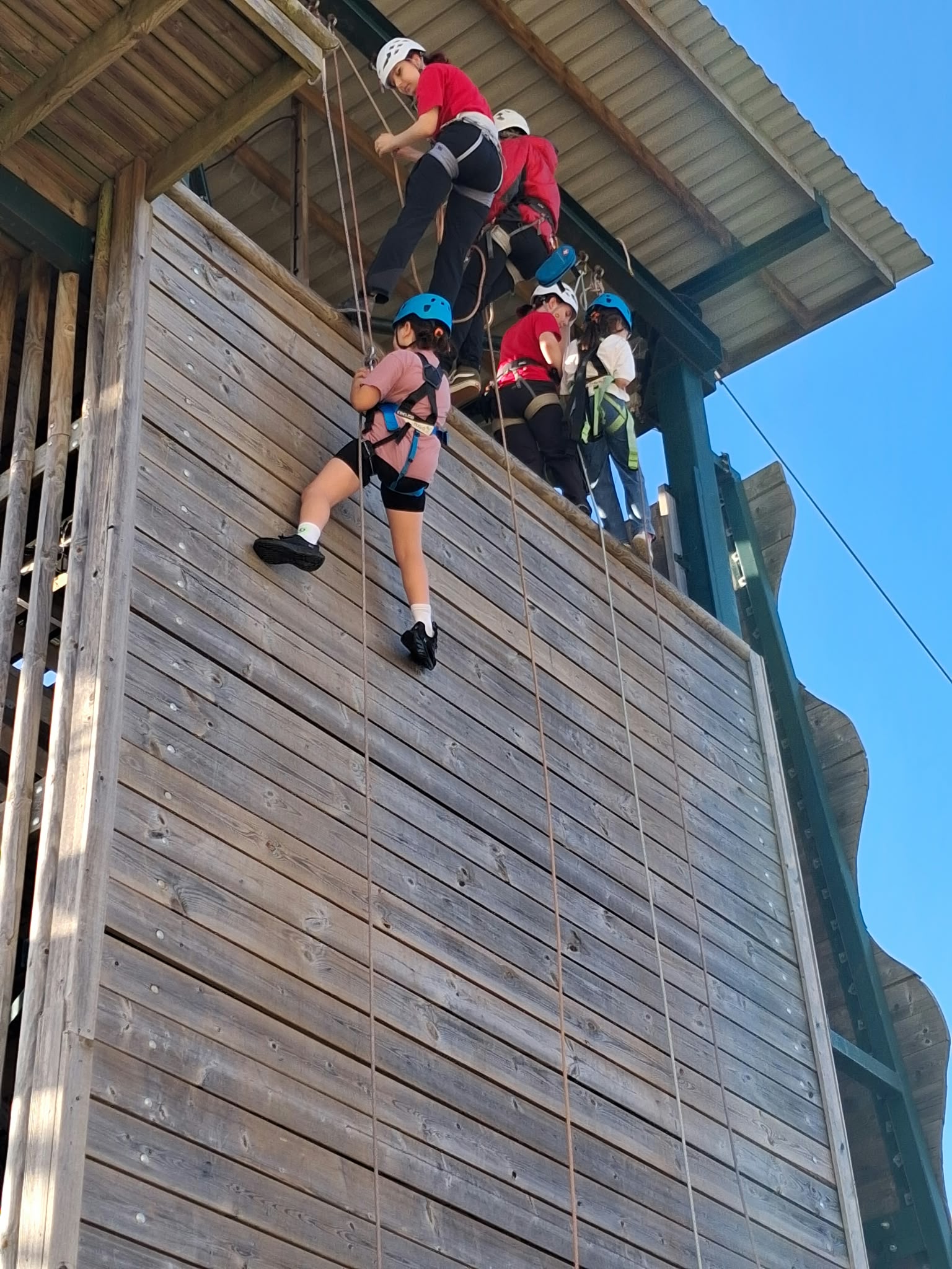 Group 1 children doing abseil and zipwire