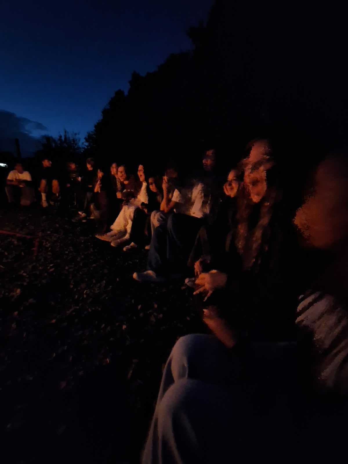 Year 5 & 6 children around a campfire