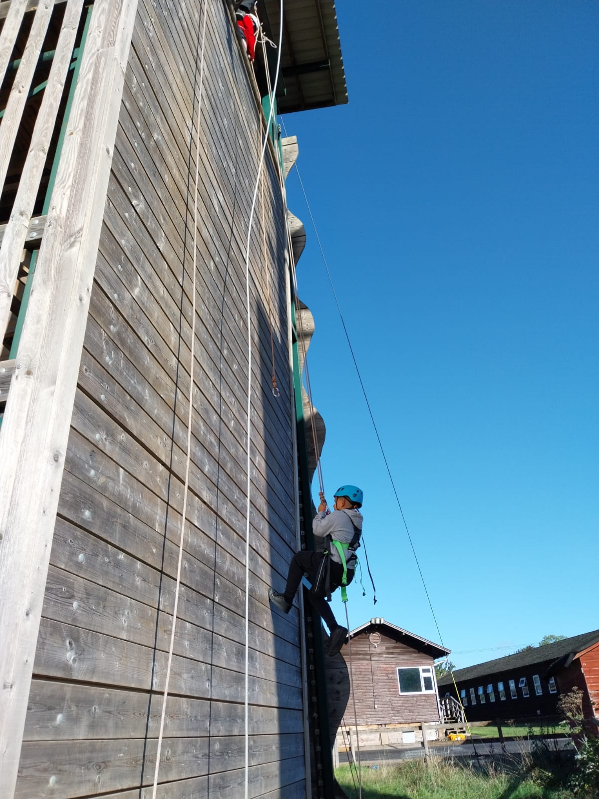Group 2 children doing abseiling and zip wire